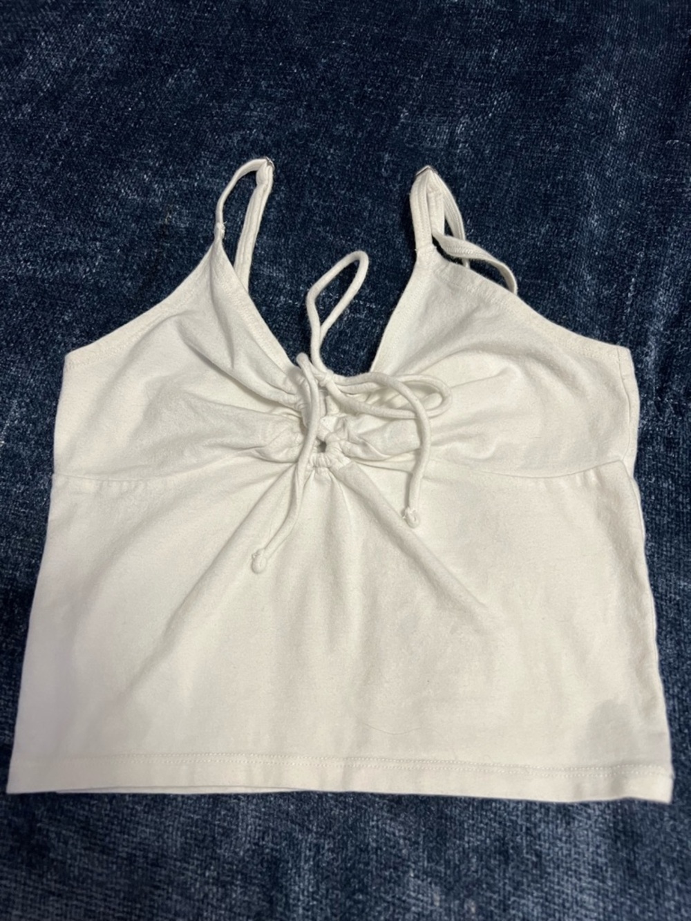 Hollister White Lace-Up Spaghetti Strap Crop Top - Size XS